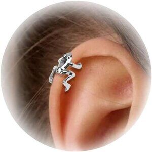 Frog Earrings Cuff Silver Cute Animal Jewelry for Women Accessory Gift